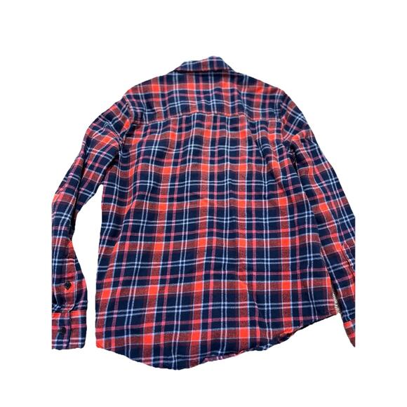 Pact Women’s S Organic Cotton Flannel Shirt Plaid Button Up Long Sleeve Red Blue - Picture 6 of 6